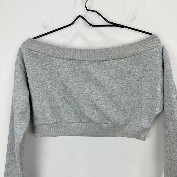 Majorelle Martine Sweater Sweatshirt Cropped Off Shoulder Balletcore Gray Small - Picture 11 of 11